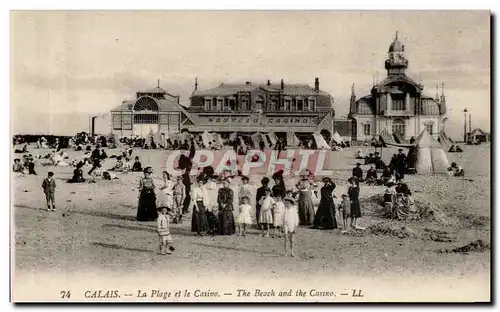 Calais - La Plage et le Casino - The Beach and the Casino Ansichtskarte AK