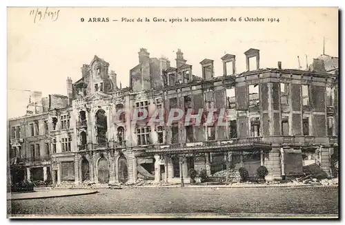 Arras - Place de la Gare apres le bombardement du 6 Octobre 1914- Ansichtskarte AK