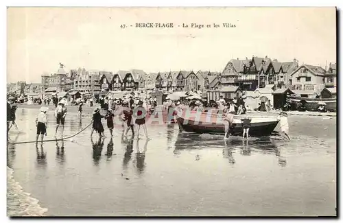 Berck Plage - La Plage et les Villas - bateau - boat - Cartes postales