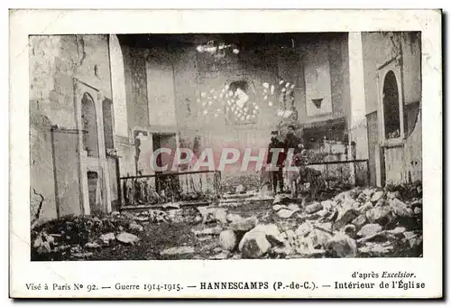Hannescamps - Interieur de l&#39Eglise - Guerre 1914 1915 Cartes postales