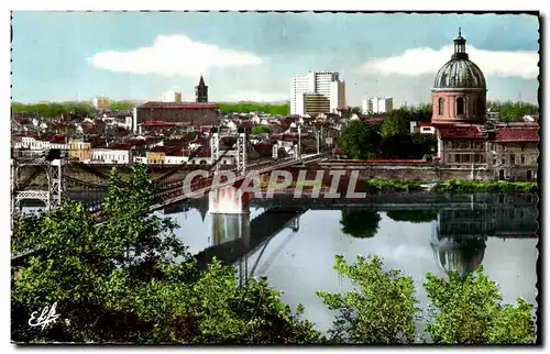 Toulouse - Vue Plongeante sur la Garonne au Pont Suspendu - L&#39Eglise St Nicolas Ansichtskarte AK