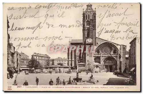 Toulouse - Place et Cathedrale Saint Etienne - velo - Cartes postales