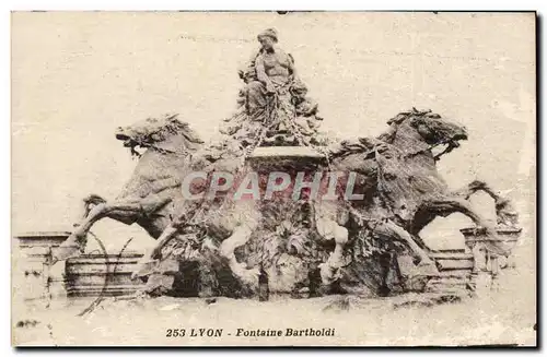 Lyon - Fontaine Bartholdi - Ansichtskarte AK (chevaux horse)