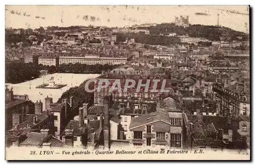 Lyon - Vue Generale - Quartier Bellecour et Colline de Fourviere - Cartes postales