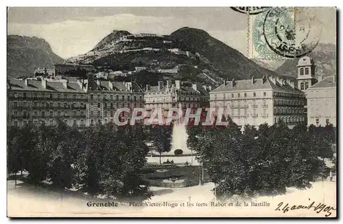 Grenoble - Place Victor Hugo et les forts Rabots de la Bastille - Cartes postales