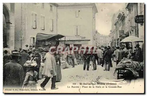 St Vallier sur Rhone - Le Marche - Place de la Halle et la Grande Rue Cartes postales TOP