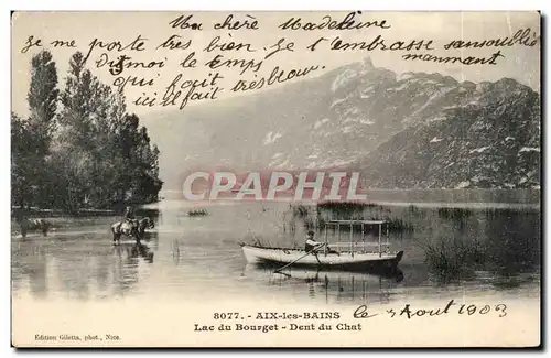 Aix les Bains - Lac du Bourget - Dent du Chat - cheval - bateau - boat - horse - - Cartes postales