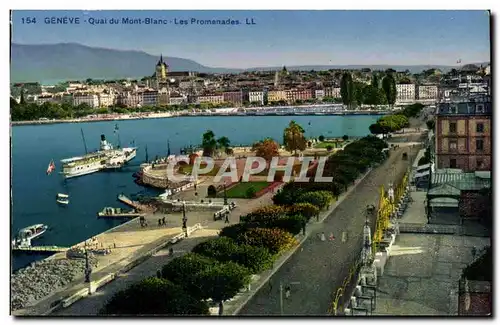 Geneve - -Quia du Mont Blanc - Les Promenades Ansichtskarte AK