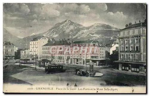 Grenoble - Place de la Gare - Les Forts et le Mont Jalla - Ansichtskarte AK