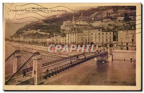 Grenoble - L&#39Isere - Le Pont Suspendu et le Quai Perriere - Ansichtskarte AK