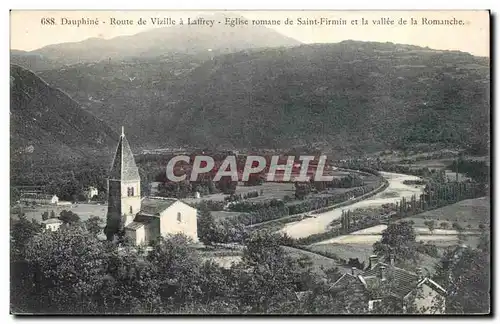 Dauphine - Route de Vizille a Laffrey - Eglise romane de Saint Firmin et la vallee de la Romanche -