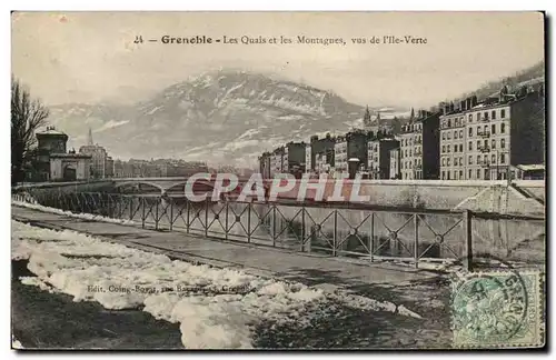 Grenoble Cartes postales Les quais et les montagnes vus de l&#39ile verte