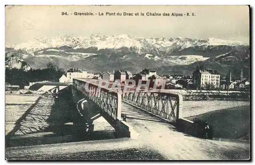 Grenoble Cartes postales Le pont du Drac et la chaine des Alpes