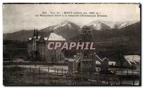 Cartes postales Mont Louis Le monument eleve a la memoire d&#39Emmanuel Brousse