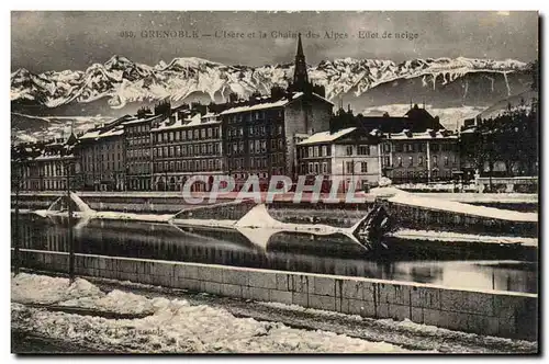 Dauphine Ansichtskarte AK Grenoble L&#39Isere et la chaine des Alpes Effet de neige