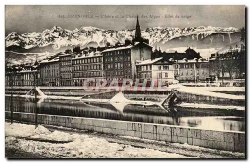 Dauphine Ansichtskarte AK Grenoble L&#39Isere et la chaine des Alpes Effet de neige