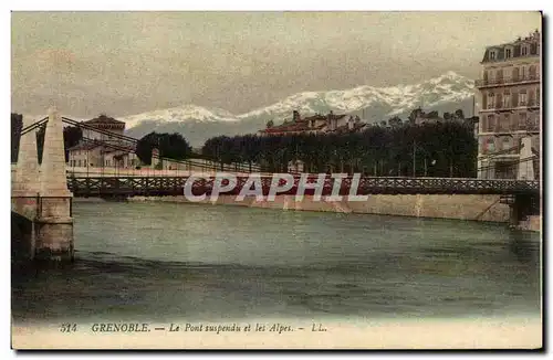 Dauphine Ansichtskarte AK Grenoble Le pont suspendu et les Alpes