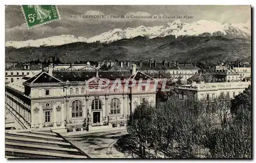 Dauphine Cartes postales Grenoble Place de la Constitution et la chaine des Alpes