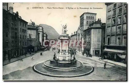 Grenoble Cartes postales Place Notre Dame L&#39eglise et le monument du centenaire