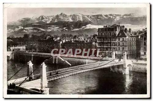 Grenoble Ansichtskarte AK Le nouveau pont de fere suspendu et la chaine des Alpes