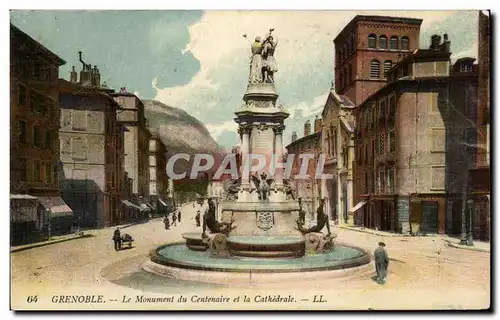 Grenoble Cartes postales Le monument du centenaire et la cathedrale