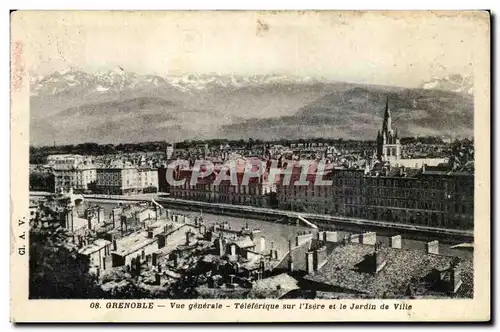 Dauphine Ansichtskarte AK Grenoble Vue generale Teleferique sur l&#39Isere et le jardin de la ville