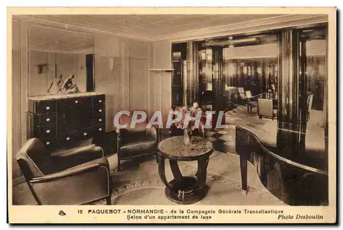 Ansichtskarte AK Paquebot Normandie de la Compagnie Generale Transatlantique Salon d&#39un appartement de luxe (p