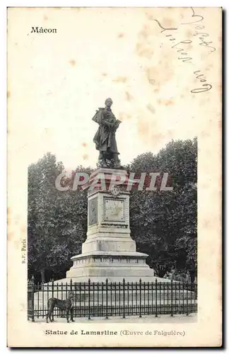 Macon - Statue de Lamartine - chien Cartes postales