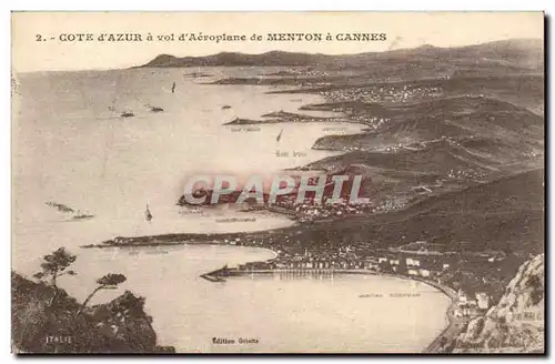 Cote d&#39Azur a vol d&#39Aeroplane de Menton a Cannes - Ansichtskarte AK