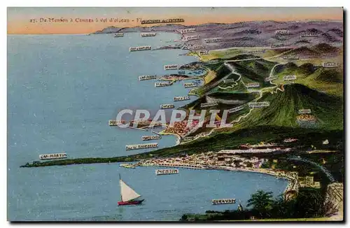 De Menton a Cannes a vol d&#39oiseau - Cartes postales