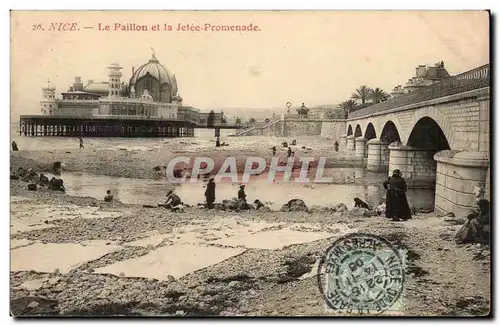 Nice - Le Paillon et la Jetee Promenade - plage - Ansichtskarte AK (lavandieres)