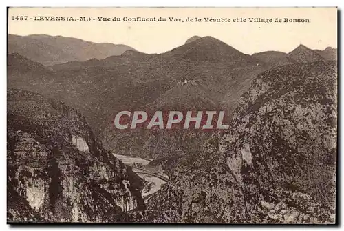 Levens - Vue du Confluent du Var de la Vesubie et le Village de Bonson - Ansichtskarte AK