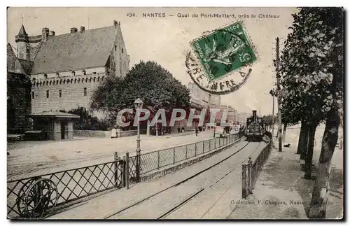 Nantes Cartes postales Quai du Port Maillard pres le chateau (train)