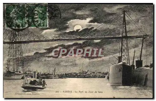 Nantes Cartes postales le port au clair de lune