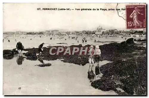 Pornichet Ansichtskarte AK Vue generale de la plage prise des rochers