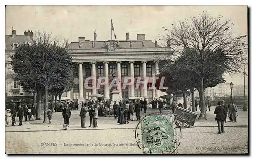 Cartes postales Nantes La promenade de la Bourse Statue Villebois