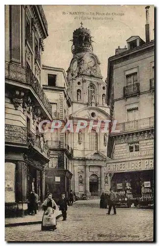 Nantes Cartes postales La place du change et l&#39eglise Sainte CRoix