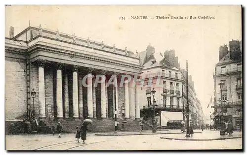 Nantes Ansichtskarte AK Theatre Graslin et rue Crebillon