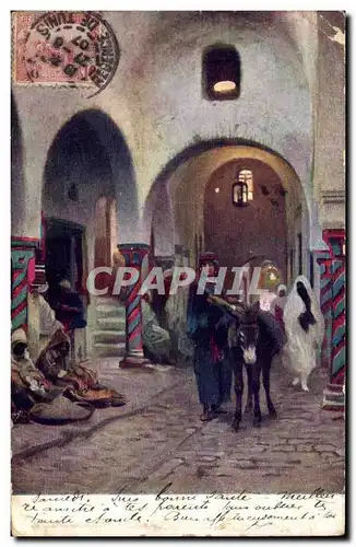 Tunisie Cartes postales Tunis Rue avec un ane (donkey mule)