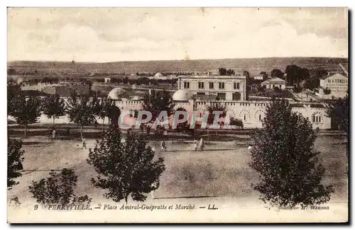 Tunisie Cartes postales Ferryville Place Amiral Guepratte et marche