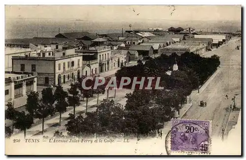 Tunisie Cartes postales Tunis L&#39avenue Jules Ferry et le golfe