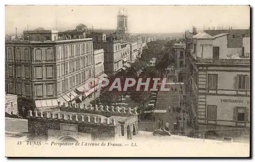 Tunisie Cartes postales Tunis Perspective de l&#39avenue de France