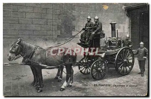 Cartes postales Pompiers La pompe a vapeur