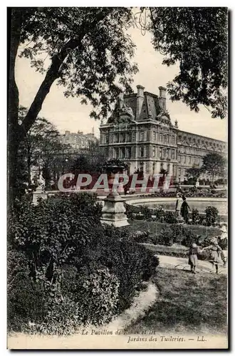 Paris Cartes postales Le pavillon de Rohen et les jardins des Tuileries