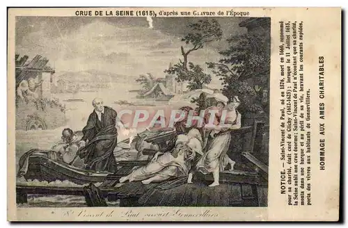 Paris Cartes postales Crue de la Seine (1615) d&#39apres une gravure de l&#39epoque