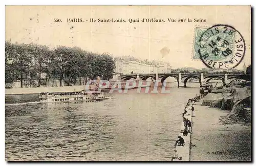 Paris Cartes postales ile Saint Louis Quai d&#39Orleans Vue sur la Seine (pecheurs)