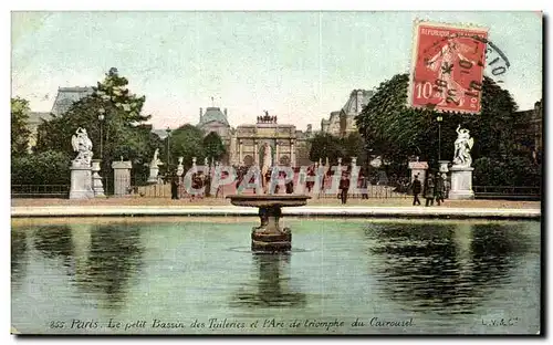 Paris Cartes postales Le petit bassin des Tuileries et l&#39arc de triomphe du CArrousel