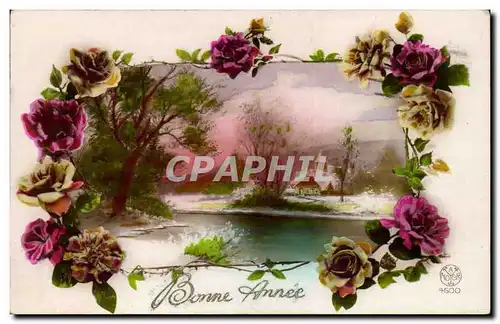 Cartes postales Fantaisie Fleur Bonne annee