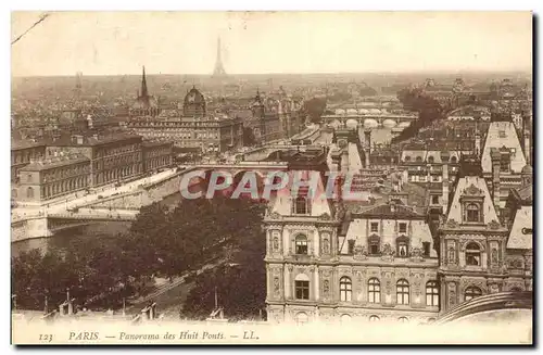 Paris Cartes postales Panorama des huit ponts (Tour eiffel)