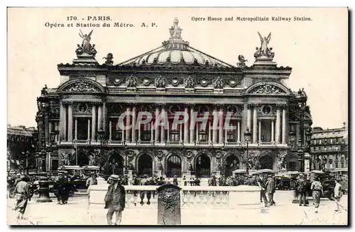 Paris Cartes postales L'opera et station du Metro